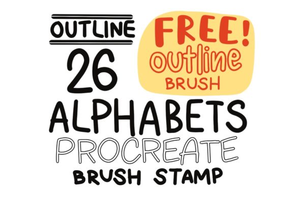 26 Alphabet Brush Stamp for Procreate Design