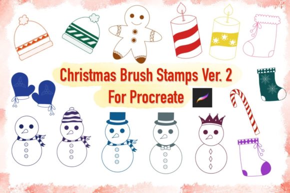 Elevating Holiday Digital Art with Christmas Brush Stamps Ver.2 Procreate