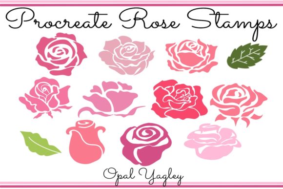 Enhancing Digital Florals with 12 Procreate Roses Stamps - Flower Leaves