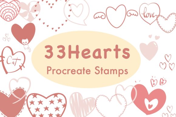 Heart Stamps for Procreate: Design Faster