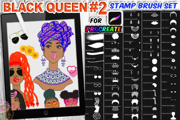 Mastering Digital Portraiture with the Black Queen 2 Braid Hair Procreate Brush Collection