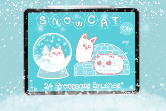 Snow Cat Christmas Brushes for Procreate