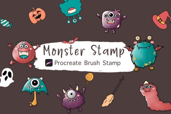 Unlock Spooky Creativity with the Procreate Brush Stamp Halloween Monster Collection