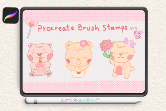 Valentines Bear Procreate Brush Stamp for Digital Art